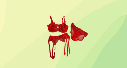 Dita Von Tease Lingerie 3 Pc Set - 10/10E - Red