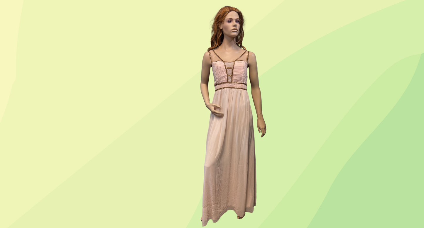 London Dress Company Maddy Maxi Dress RRP $140 - Size 10 - Nude/Gold
