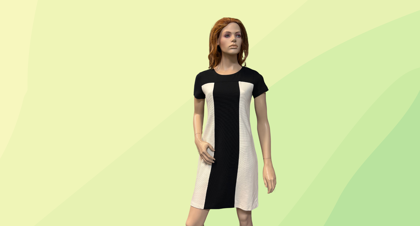 Boden Shift Dress - Size 10 - Black/Cream