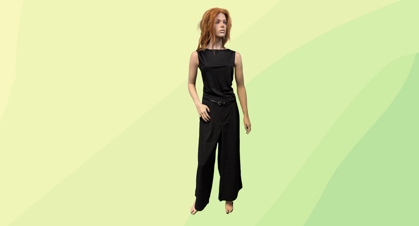 Cider Sleeveless Jumpsuit w/Belt - XL - Black