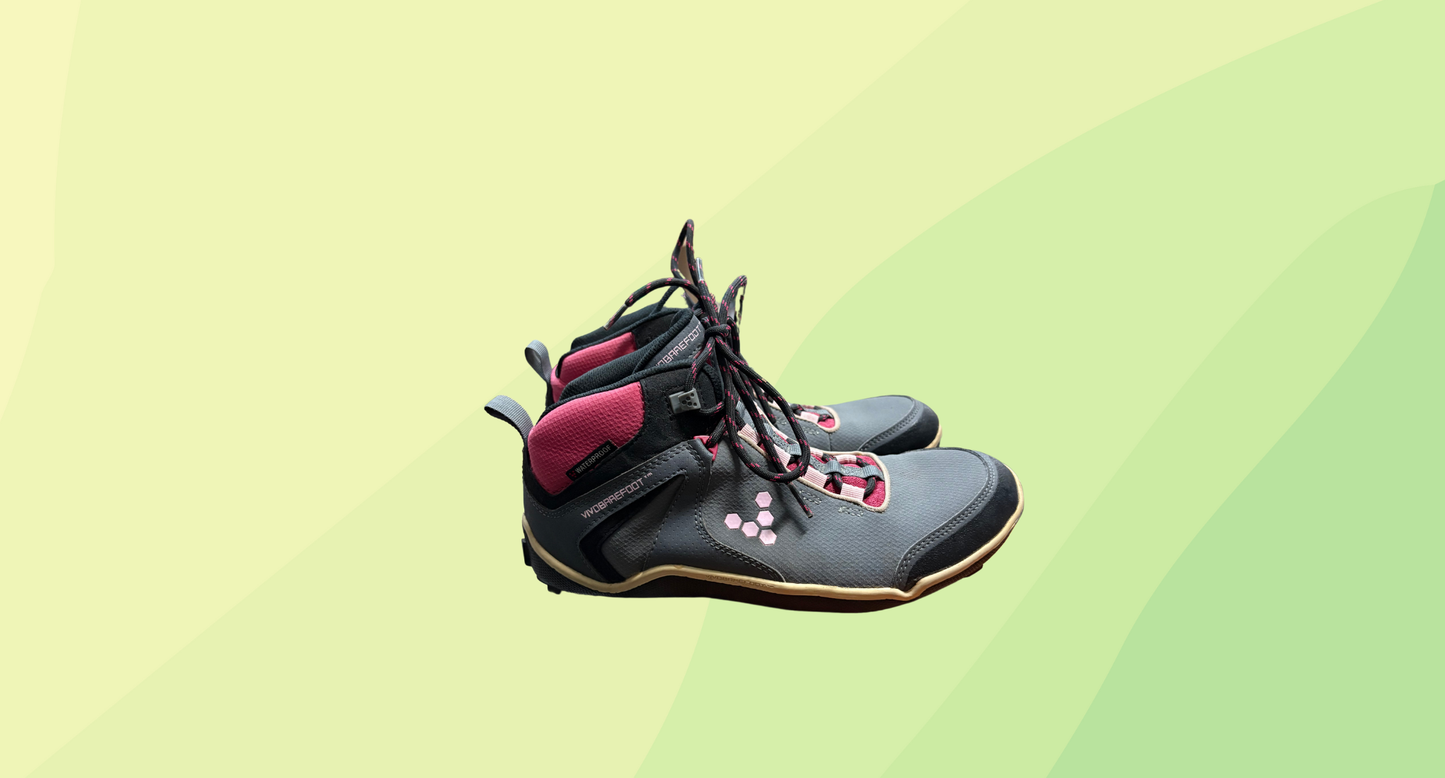 Vivobarefoot Synth Hiker Boot - Size 41 - Grey/Pink