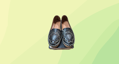 Diana Ferrari Leather Slip Ons - Size 37 - Black