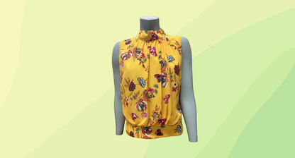 Veducci Sleeveless Top - Butterfly Pattern - Size 12 - Yellow
