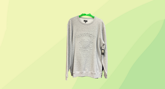 Brixton Mens Lion Crest Crewneck Pullover RRP $89.95 - Grey