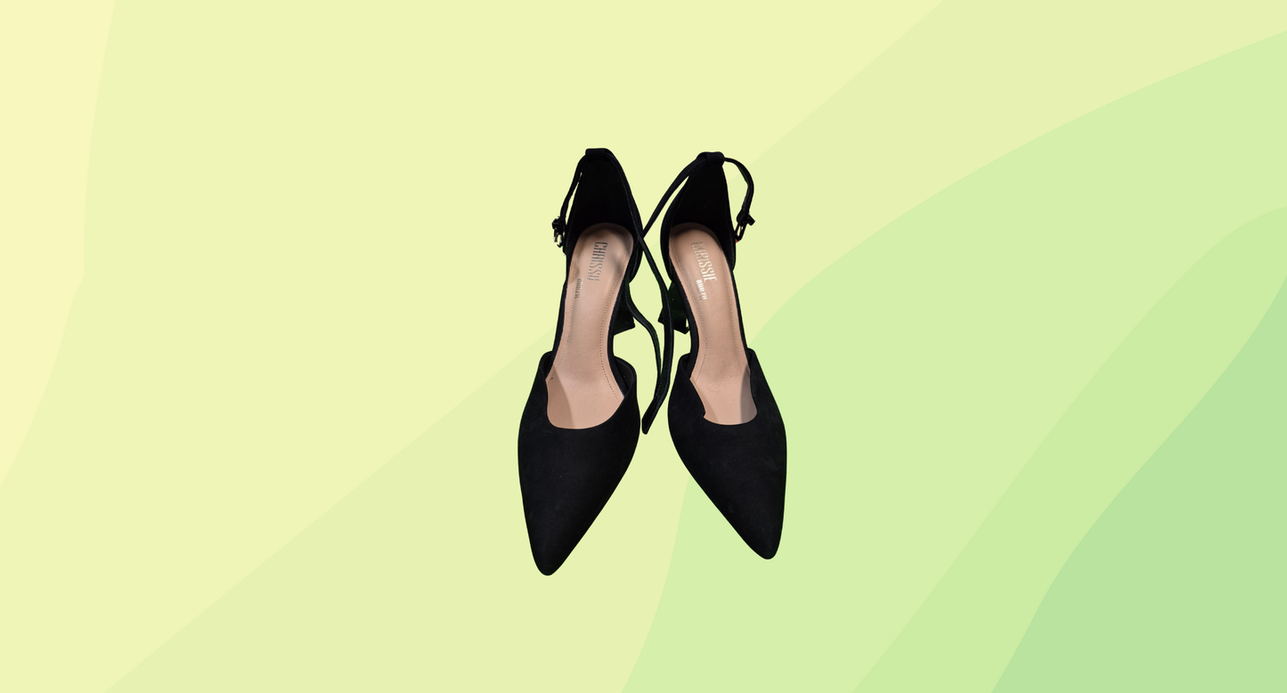 Chrissie Suede Heels - Size 38 - Black