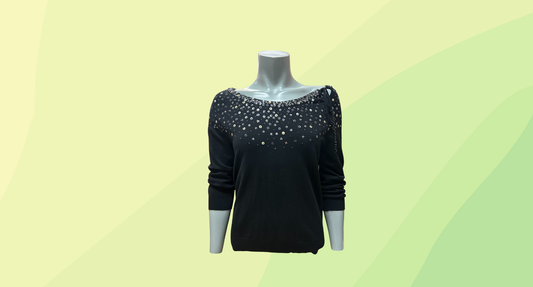 Elegance Knit Top with embellishments RRP $526 - Size 10 - Black