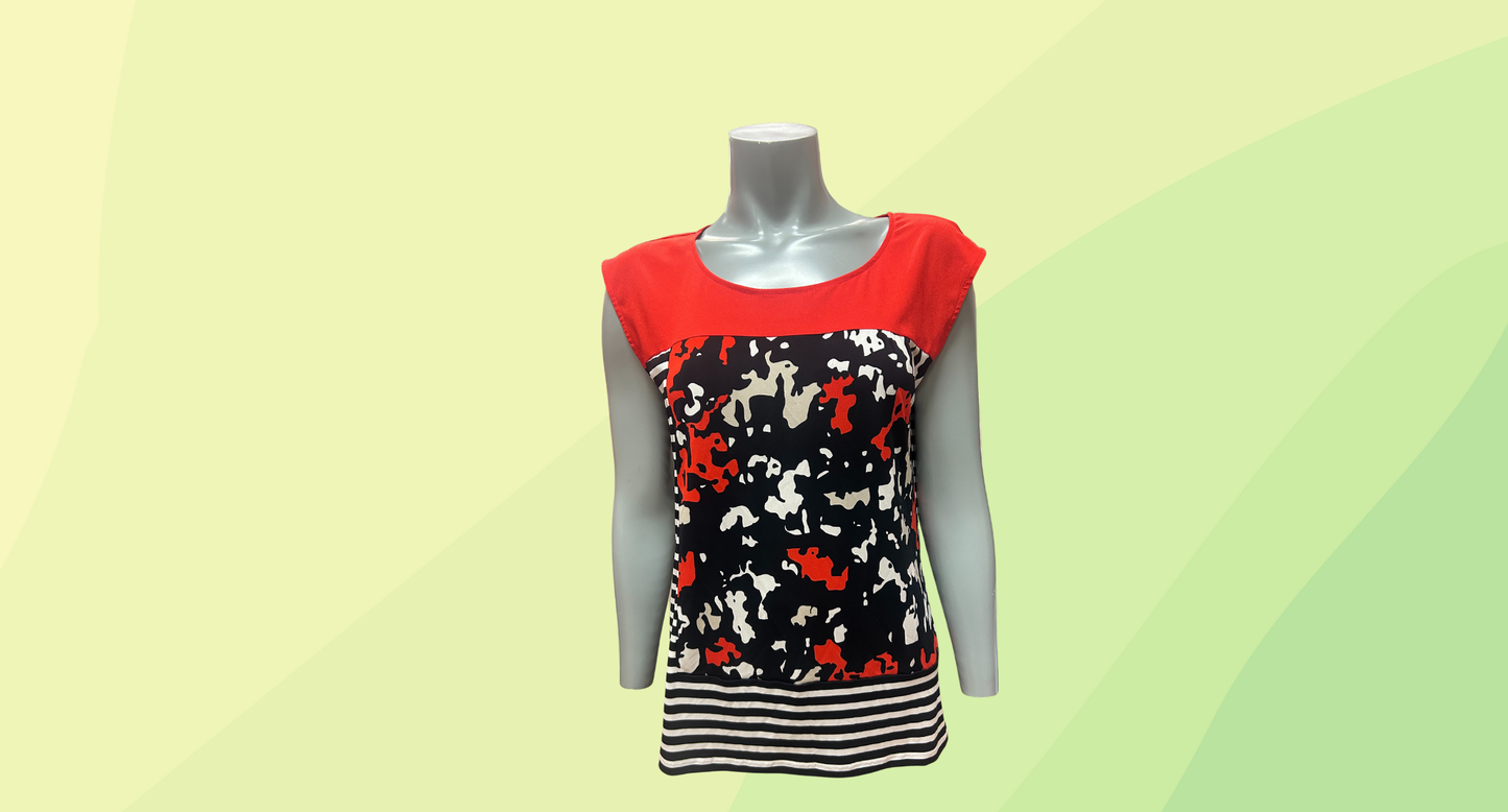 Calvin Klein Top - M - Red/Navy/White