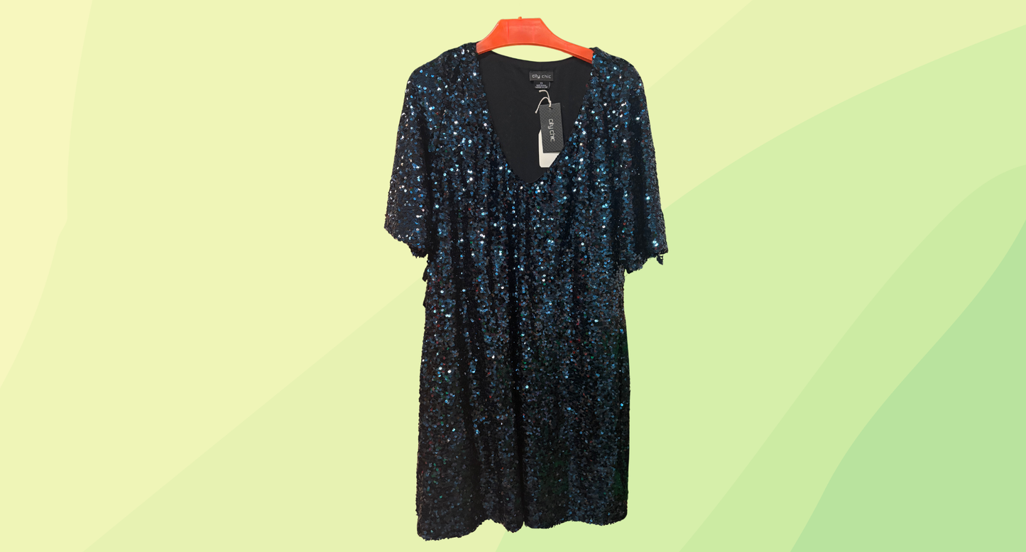 City Chic Sequin Glam Dress RRP $139.95 - XS - Teal