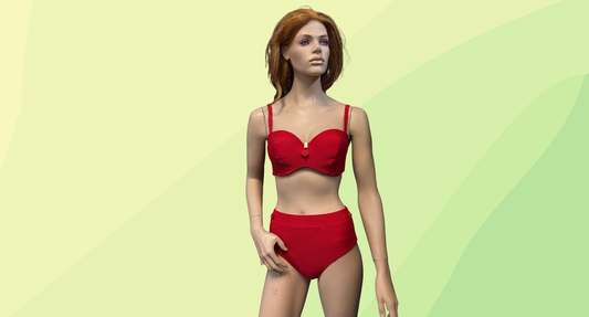 Panache Swim 2Pce Set - Marianna Bandeau Bikini Top & High Waist Bikini Bottom - 10/10E - Crimson