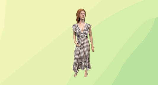 Lee Mathews Linen Gingham Dress - Size 2 - Grey/White