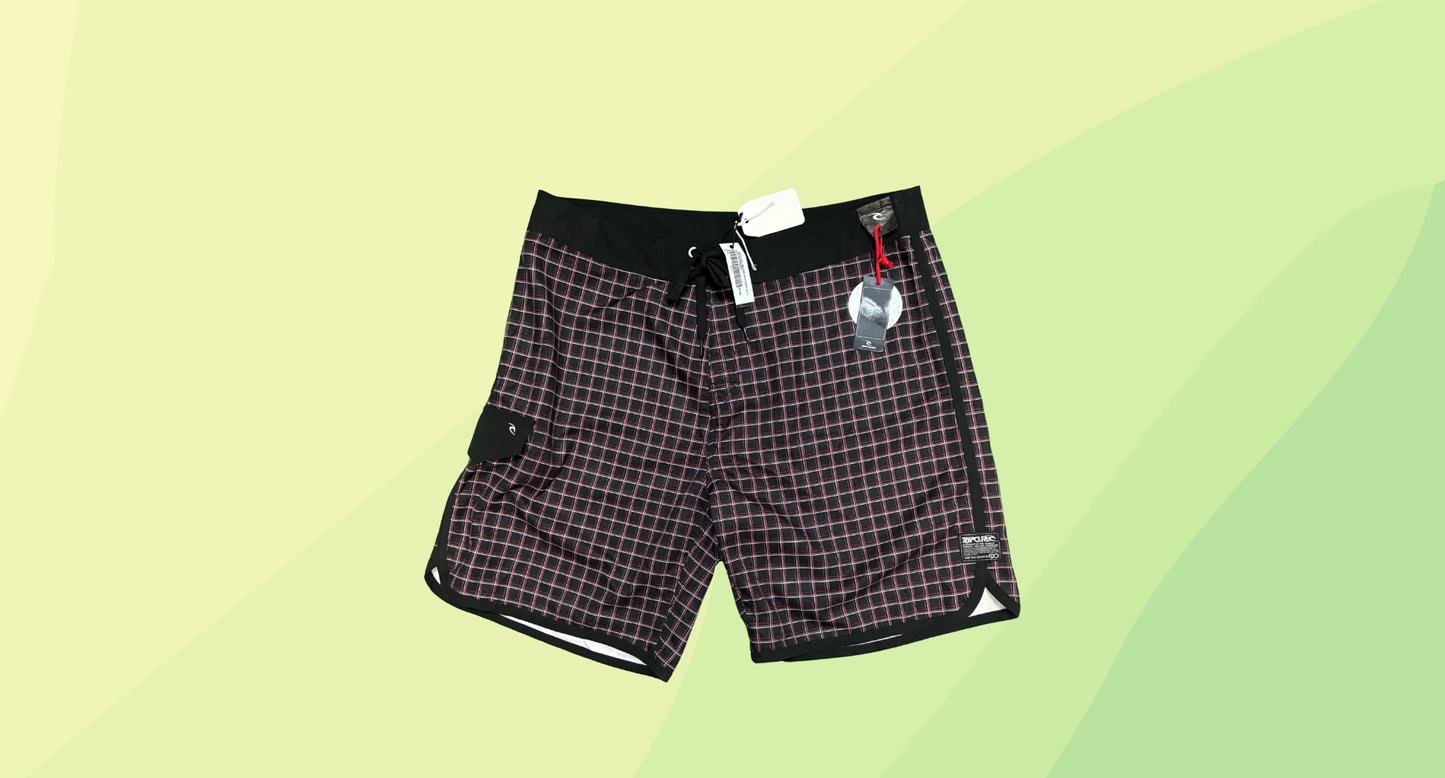 Ripcurl Mens Boardshorts RRP $69.99 - Size 38 - Black/Red/White Check