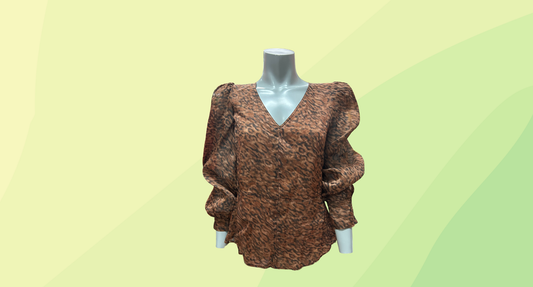 Witchery Silk LN Kitty Print Blouse RRP $169.95 - Size 14 - CC Brown