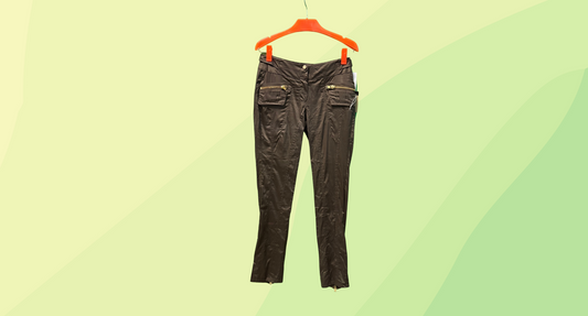 Carla Carini Pants Gold Zips RRP $452 - Size 40 - Olive