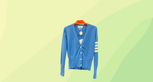 Thom Browne Cotton Whale Icon Intarsia Cardigan - L - Blue