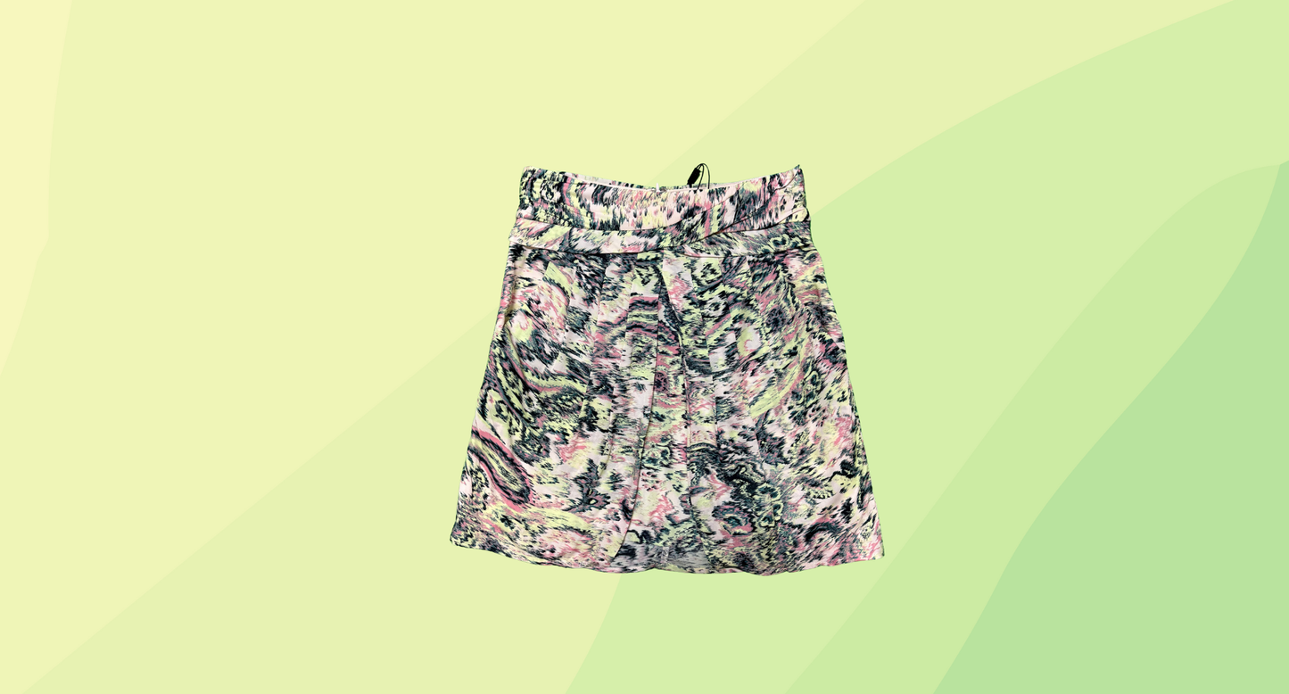 Reiss Amy Gathered Front Print Skirt RRP $310 - Size 4 - Green Print