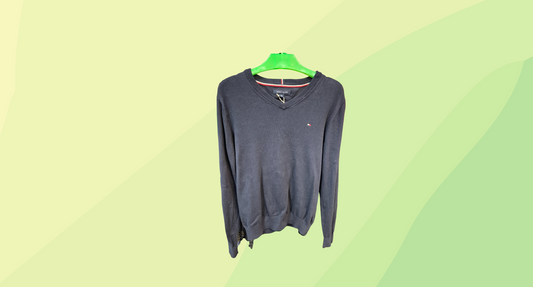 Tommy Hilfiger Mens V-Neck Knit Pullover - M - Navy