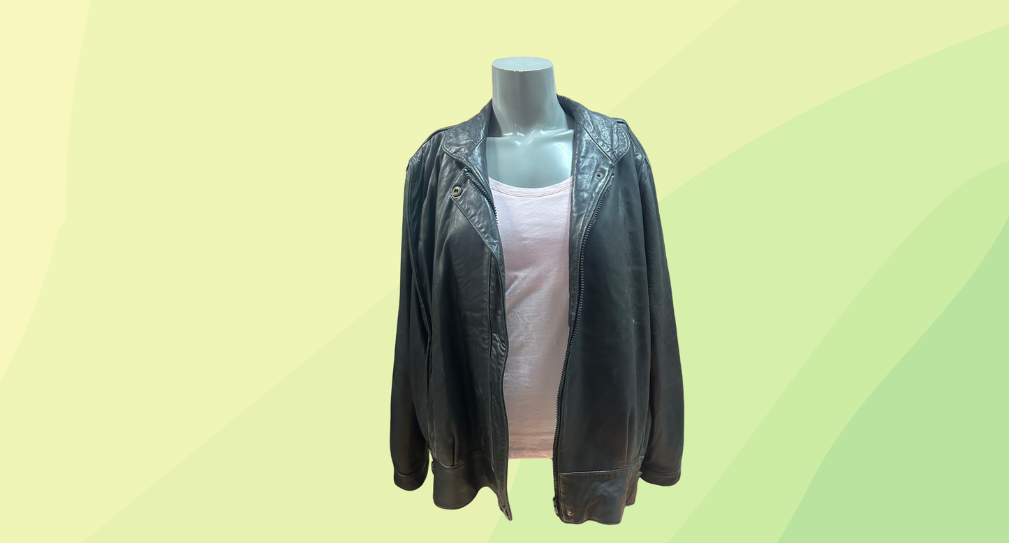 Jeffery Chandel Vintage Leather Jacket - Size 16 - Black