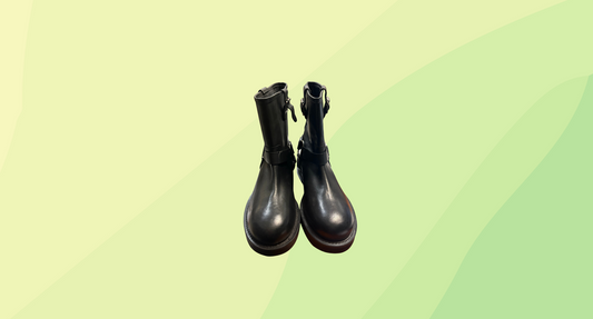 Topshop Lenny Leather Ankle Boots with Harness Detail - Size 8 - Black