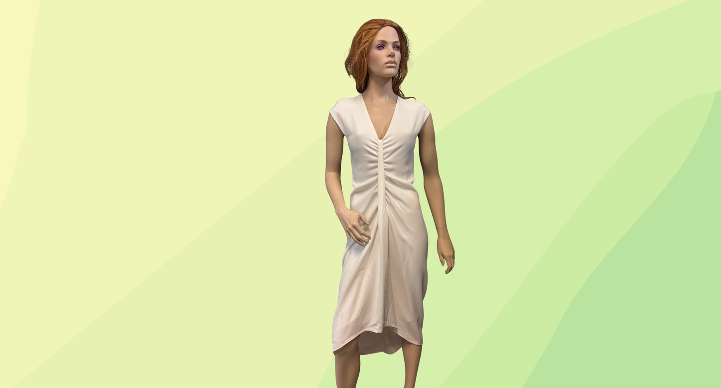 Carla Zampatti Gathered Front Dress - Size 8 - White