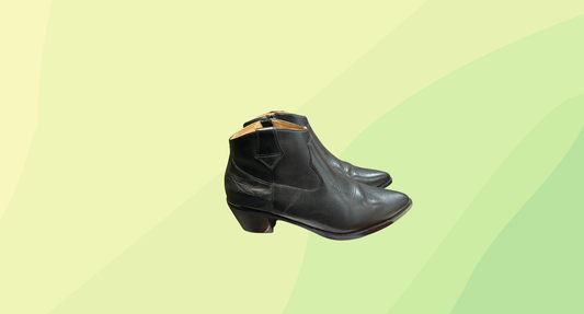 Bared Leather Western Ankle Boot - Size 38 - Black