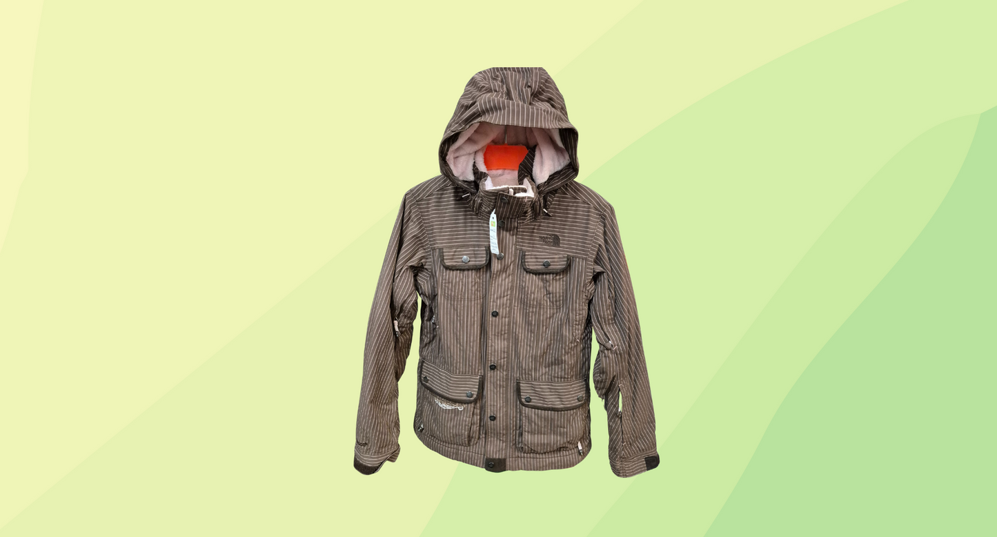The North Face Snowboarding Jacket - M - Brown/Pink Stripes