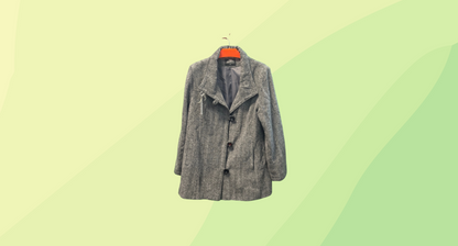 Soda Classic Australian Wool Blend Herringbone Jacket - Size 14 - Grey/White