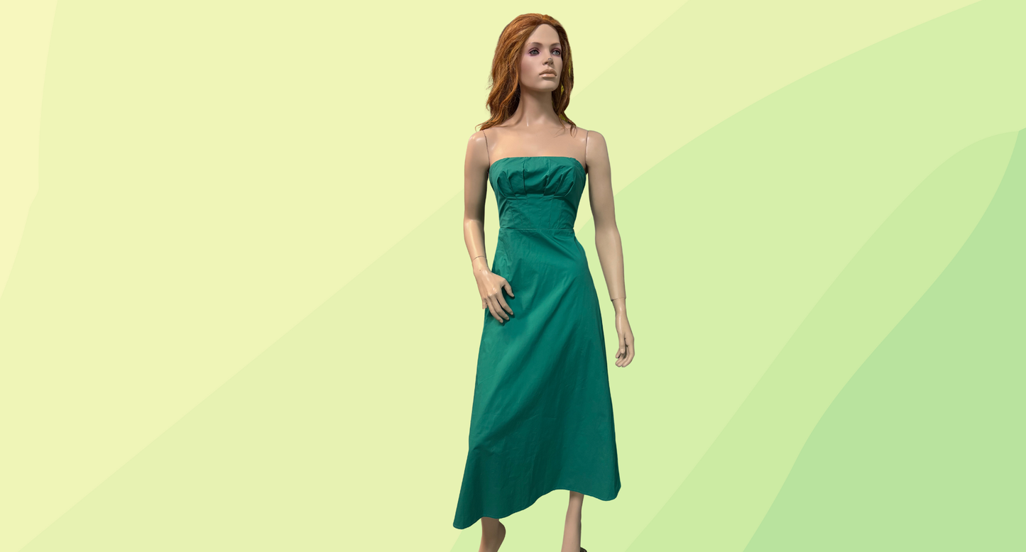 Kookai Poplin Strapless Dress RRP $240 - Size 34 - Teal