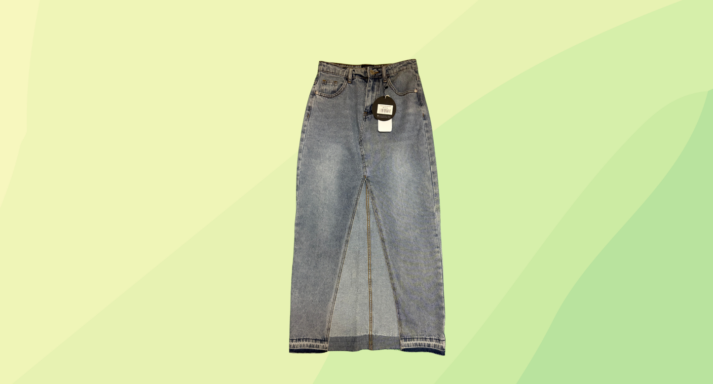 White Fox Denim Skirt - XS - Blue Wash