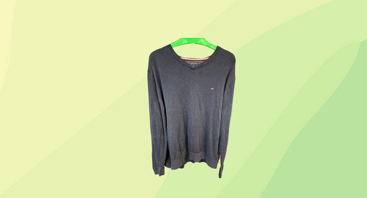 Tommy Hilfiger Mens V-Neck Knit Pullover - XL - Navy