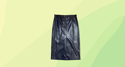 Country Road Faux Leather Column Skirt RRP $199 - Size 16 - Midnight Blue