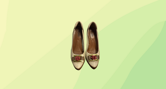 Brazilio Pumps - Rose Embellishment - Size 39 - Tan/Brown