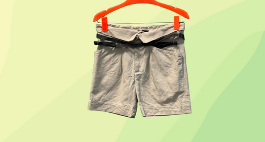 Isabel Marant Leather Belted Cotton Linen Shorts - Size 36 - Beige