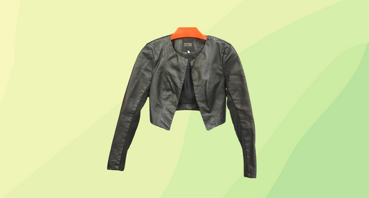 Portmans Crop Leather Jacket - Size 6 - Black