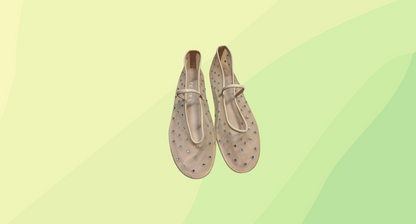 Decjuba Round Toe Diamonte Ballet Flat - Size 40 - Tan