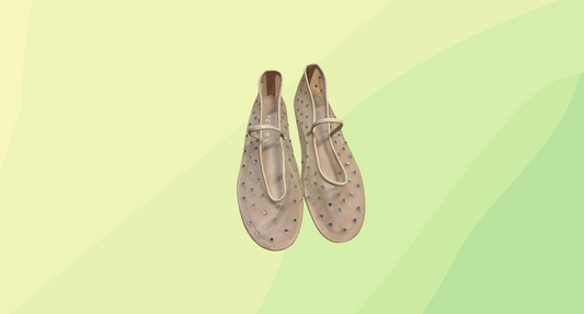 Decjuba Round Toe Diamonte Ballet Flat - Size 40 - Tan