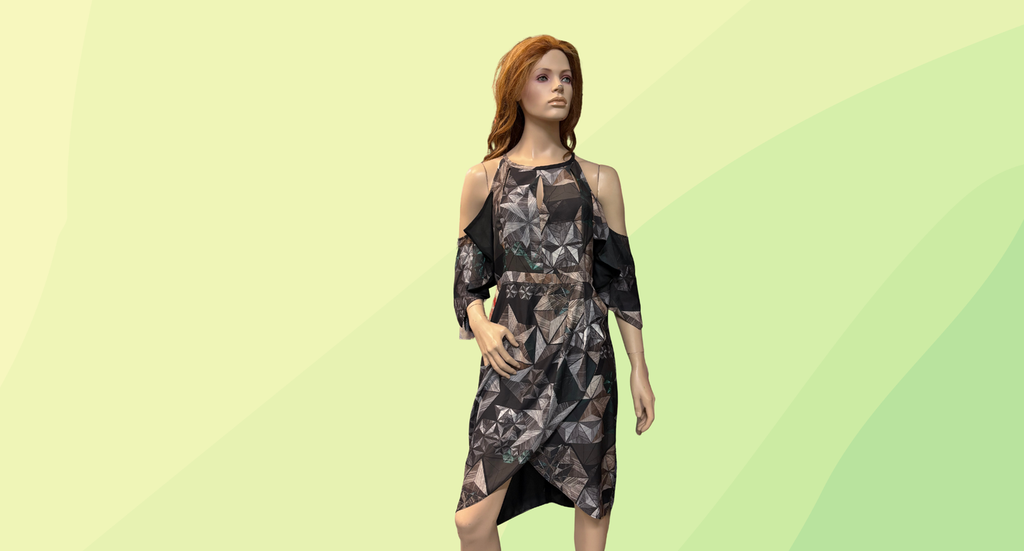 Wayne Cooper Dress RRP $159.95 - Size 14 - Brown/Green Prism
