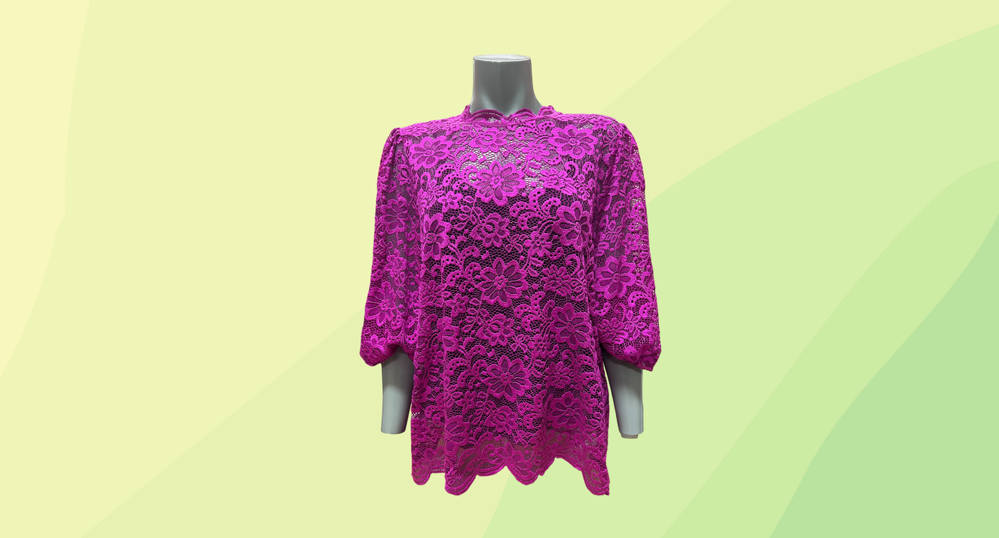 Decjuba Ally Lace Top RRP $119.95 - Size 18 - Orchid