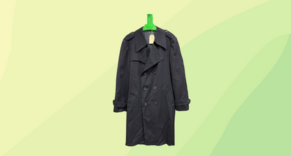 Mens Wool Trench Coat - L - Navy