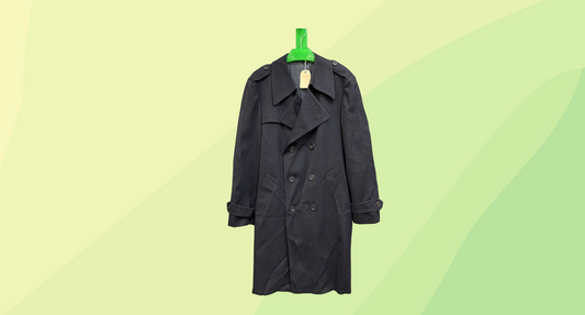 Mens Wool Trench Coat - L - Navy