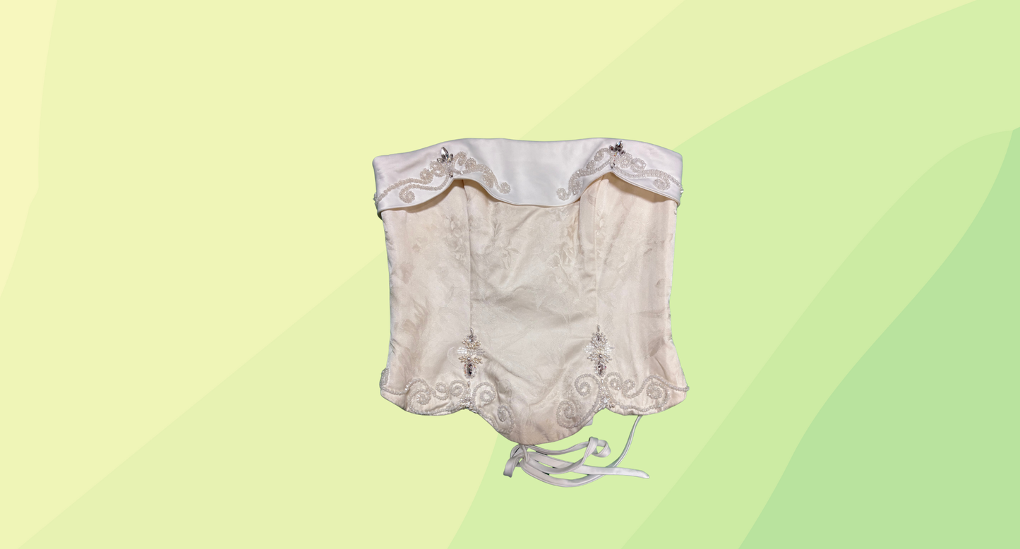 Jean Fox Wedding Dress Top - Size 12 - Cream