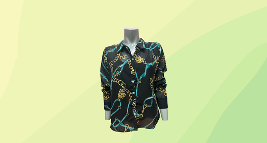 Romeo Juliet Top - L - Black/Teal