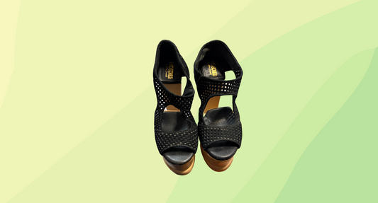 Jeffery Campbell Woodies Sky Room Heel - Size 7 - Black/Wood