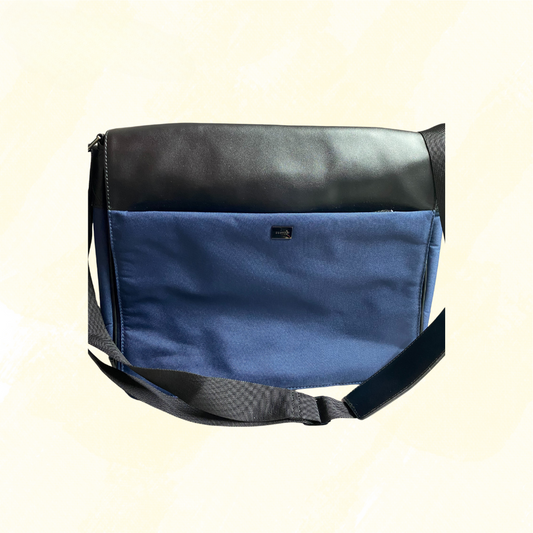 Oroton Large Leather Satchel Laptop Shoulder Bag - Navy