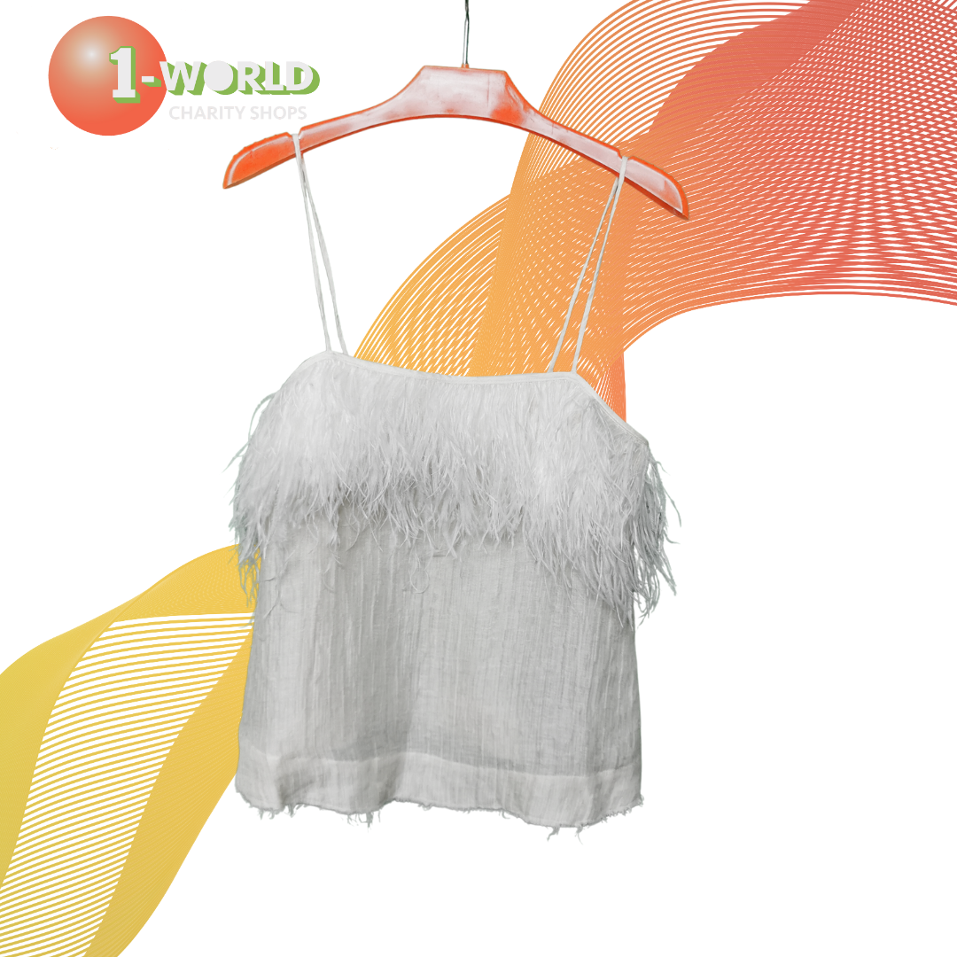 Aje Ostrich Feather Top - Size 8 Crean