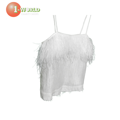 Aje Ostrich Feather Top - Size 8 Crean