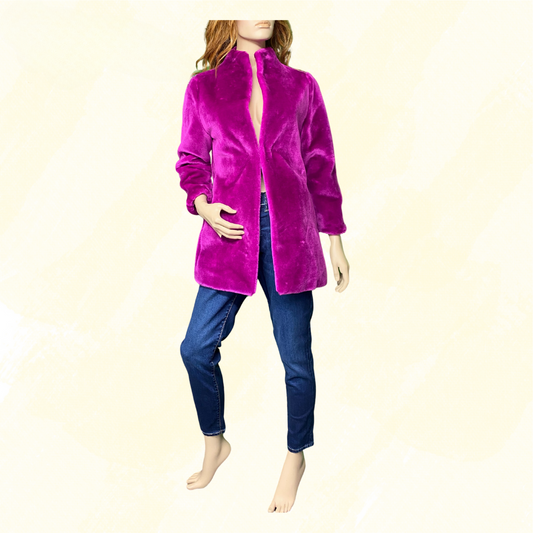 Intangible Jacket - Faux Fur Mid Length - Fuchsia  10