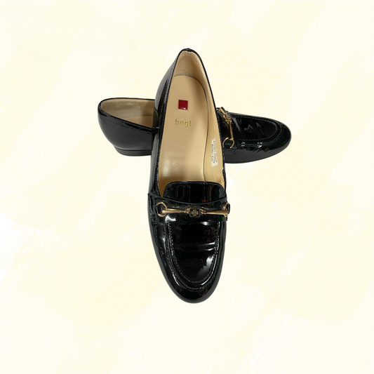 Hogl Patent Leather Lofter with Gold bar - Black - 9