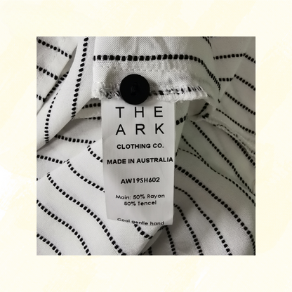 THE ARK shirt - Large - White with narrow Black Stripes