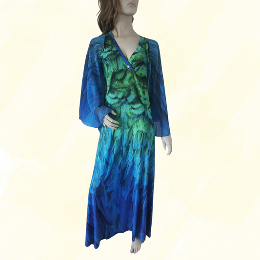 Roberto Cavali Dress Mid Length RRP $3000 - XL - Blue Pattern