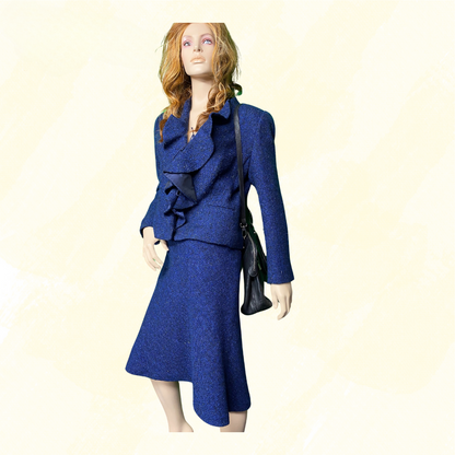 Carla Zampatti 2PCE Skirt 12 & Jacket 14	- Blue